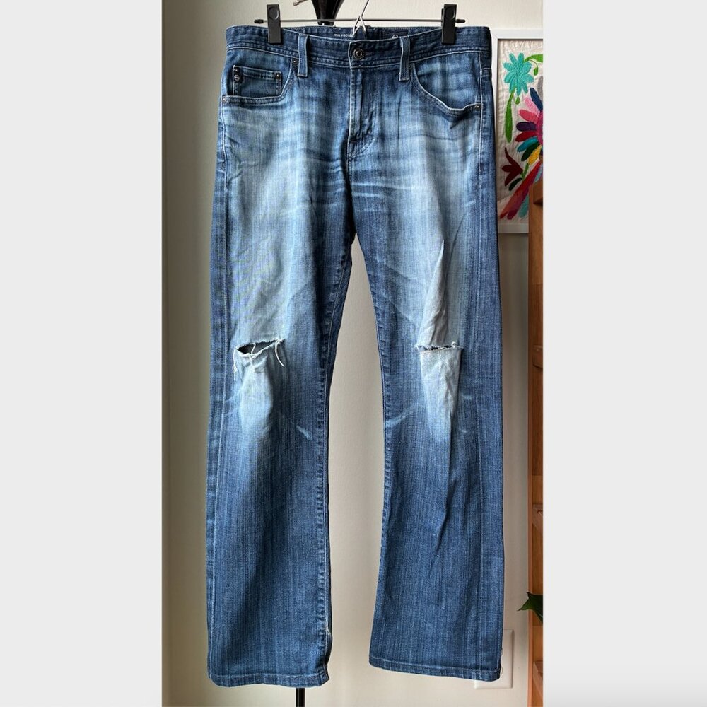 Adriano Goldschmied The Protege Straight Leg Jean with Ripped Knees - 32 X 34